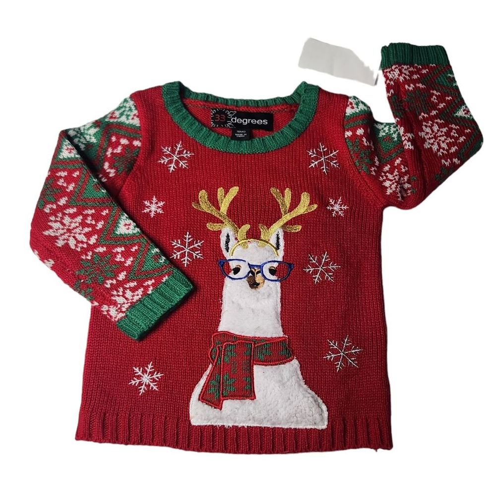 33 Degrees Christmas Llama Ugly Sweater 18 months